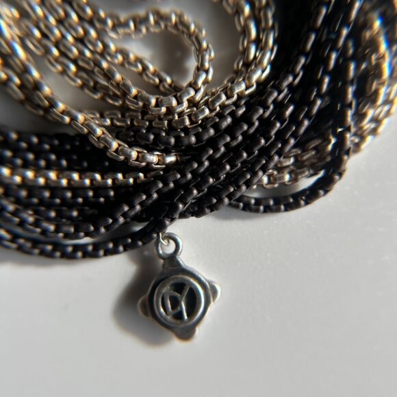 David Yurman 41” Silver & Blackened Multi-Strand Curb Chain Necklace - Picture 14 of 16